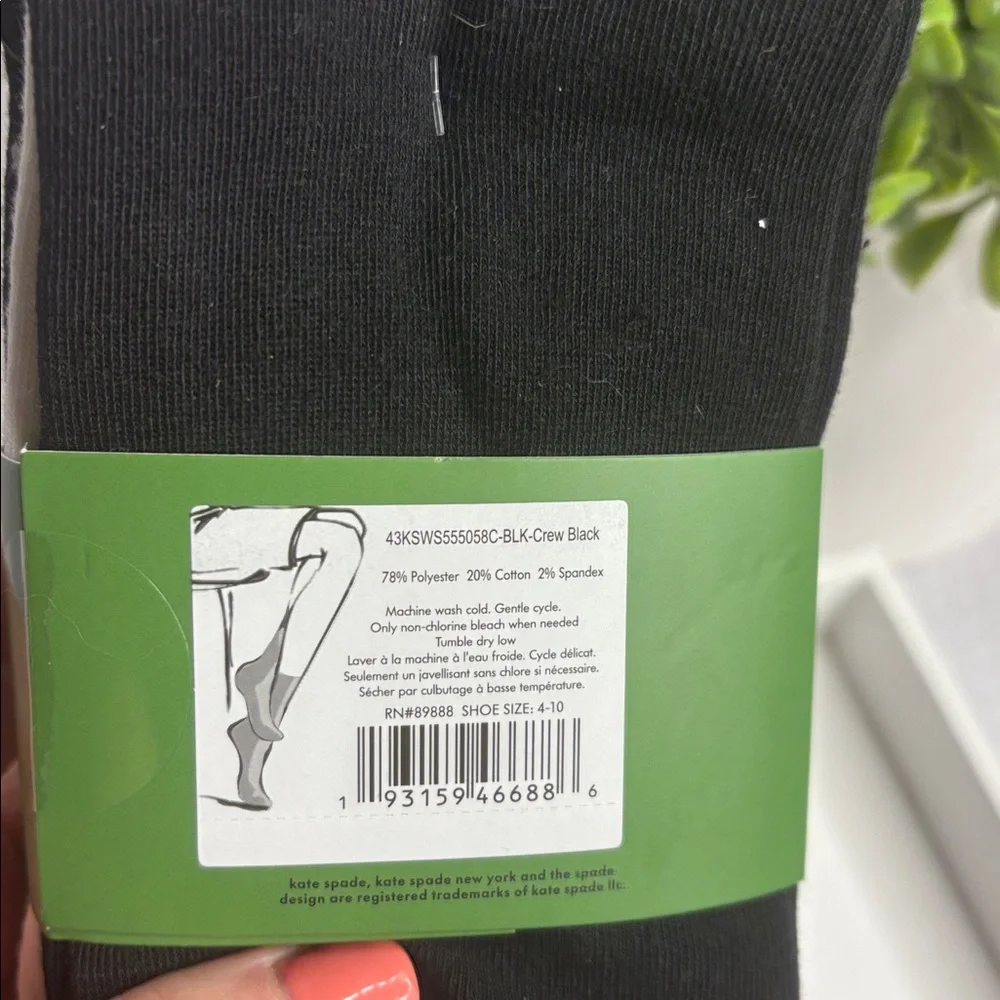Kate Spade 3-Pack Black and White Crew Sock Pack NWT - Picture 3 of 4